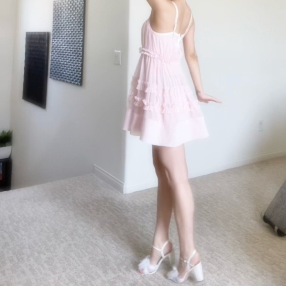Zara Pink Ruffled Mini Dress - Picture 2 of 8